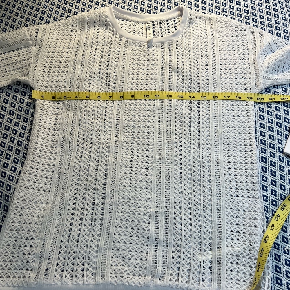 Fabletics Sophie White Crew Neck Sweater Open Weave Swim Cover Up - Picture 6 of 8